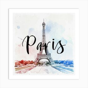 Paris Watercolor Painting, Eiffel Tower Art Print