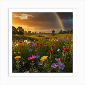 Rainbow In The Meadow 1 Art Print