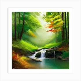 Waterfall In The Forest 40 Art Print