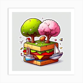 Cartoon Illustration Of A Sandwich Art Print