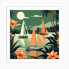 Sailboats On The Water Art Print