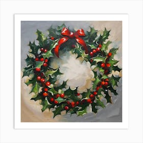 Holly Wreath Art Print