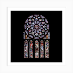 Chartres Cathedral Notre Dame De Paris Stained Glass Art Print
