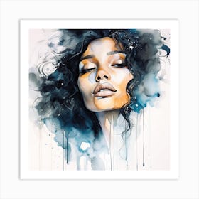 Woman 2 by F Parrish | black female art | black art | empowered | confident | watercolour art | wall art | feature wall | FParrish Art Prints  Art Print