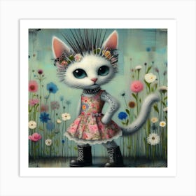 Cute punk cat 2 Art Print