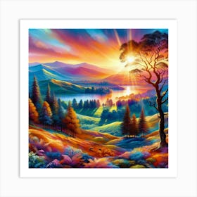 Sunset In The Mountains 2 Art Print