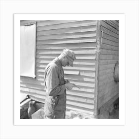 Tip Estes, Forty Three Year Old Hired Man And Father Of Nine Children, Whittling On A Piece Of Wood, Near Fowler, Indiana Art Print