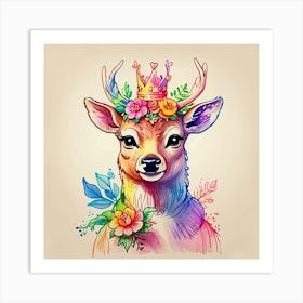 Deer With Crown 3 Art Print