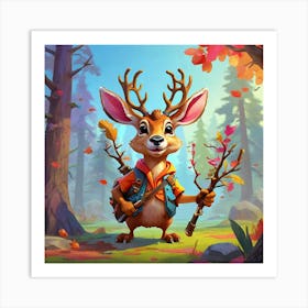 Deer In The Woods 72 Art Print