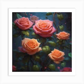 Roses In The Dark Art Print