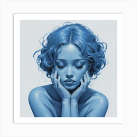 Girl Feeling Blue Art Print 2 Art Print