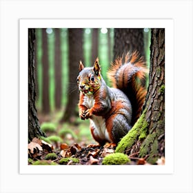 Squirrel In The Forest 24 Art Print