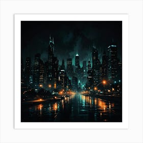 Abstract Depiction Of A City At Night With Bright Light 3 Art Print