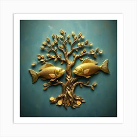 Gold Fish In A Tree Art Print