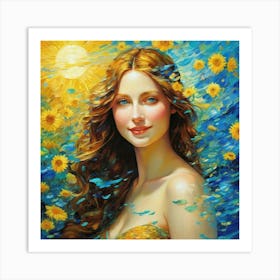 Sunflower Girl bhhh Art Print