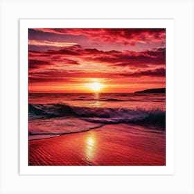 Sunset On The Beach 1090 Art Print