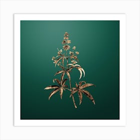 Gold Botanical Chaste Tree on Dark Spring Green n.4689 Art Print