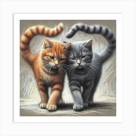 Two Cats In Love 2 Art Print