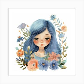 Girl With Blue Hair 8 Art Print