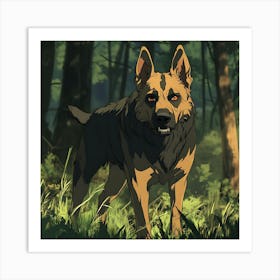 Giant Angry German Shepherd Dog 12 Art Print