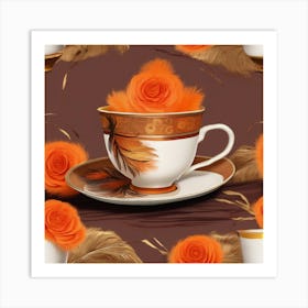 Teacups And Roses Art Print