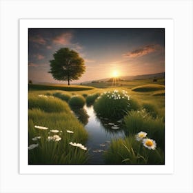 Sunset In The Meadow 5 Art Print