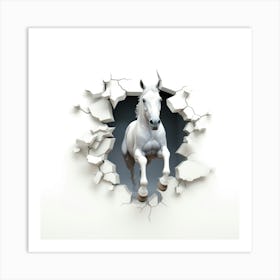 Horse Jumping Through A Hole Art Print