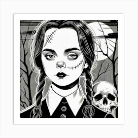 Wednesday Adams portrait 2 Art Print