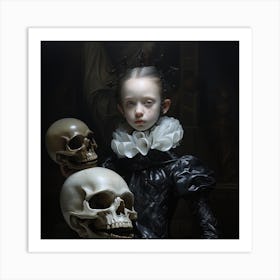 Girl With Skulls 4 Art Print