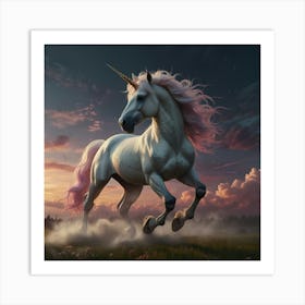 Unicorn At Sunset Art Print