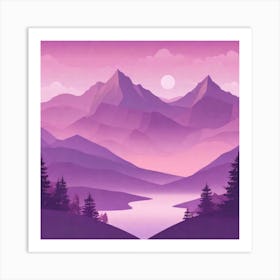 Misty mountains background in purple tone 125 Art Print