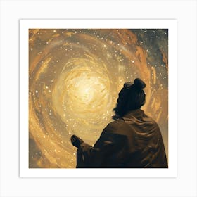 Sai Baba Buddha In Space Art Print