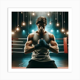 Boxer In Boxing Ring Art Print