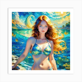 Woman In A Bikinighjj Art Print