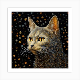 Cat In The Snow Art Print