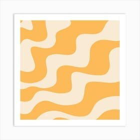 Yellow And White Wavy Pattern Art Print