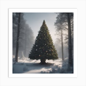 Christmas Tree In The Forest 116 Art Print