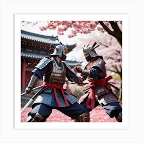 Samurai Fighting Art Print