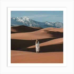 Woman Walking In The Desert Art Print