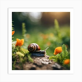 Snail On A Flower 6 Art Print