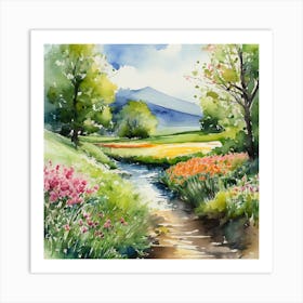 Watercolor Landscape Painting 2 Art Print