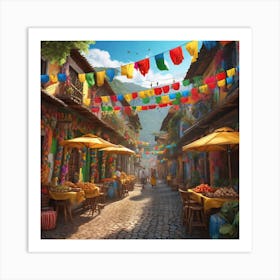 Street Scene In Mexico 2 Art Print