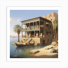 An Egyptian House On The Rever 0 Art Print