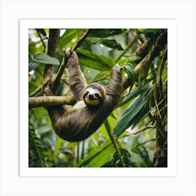 Sloth Hanging In The Tree Art Print