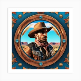Cowboy In Hat 3 Art Print