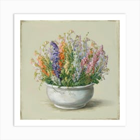 Lupins In A Bowl Art Print