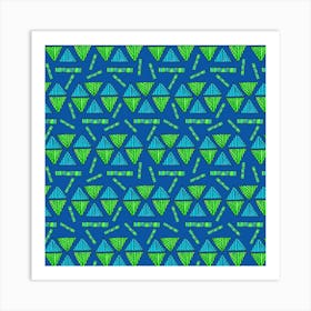Tribal Triangles Shapes Turquoise Lime Art Print