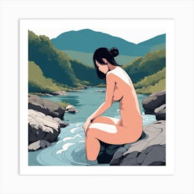 Nude Girl In Water Art Print