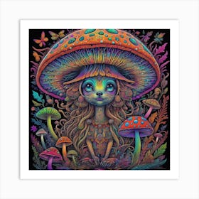 Psychedelic Mushroom Girl 2 Art Print