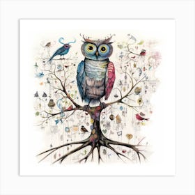 Owl In The Tree 2 Art Print